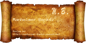 Manheimer Benkő névjegykártya